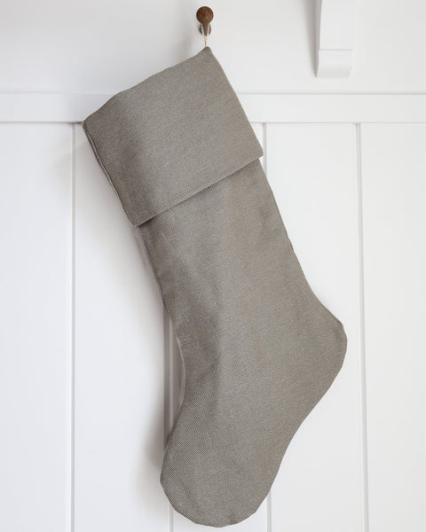 Linen Christmas Stocking | Light Gray Heritage Design