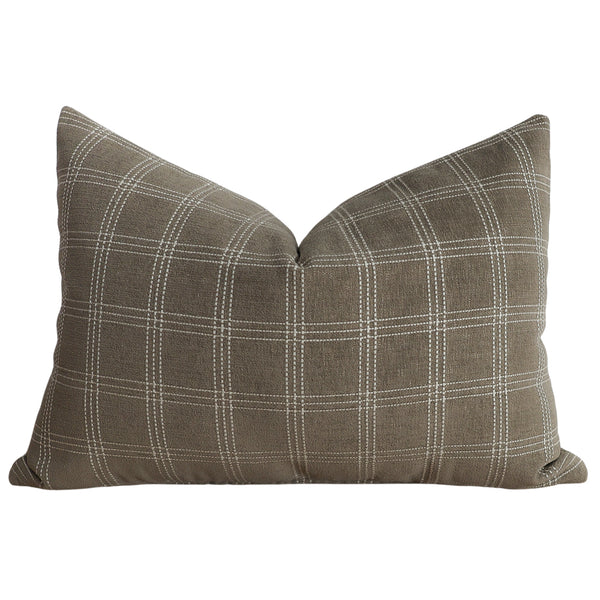 Tailored Check | Truffle Pillow Cover
