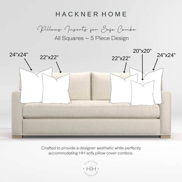 Sofa Pillow Insert Combo for All Squares ~ 5 Piece Design