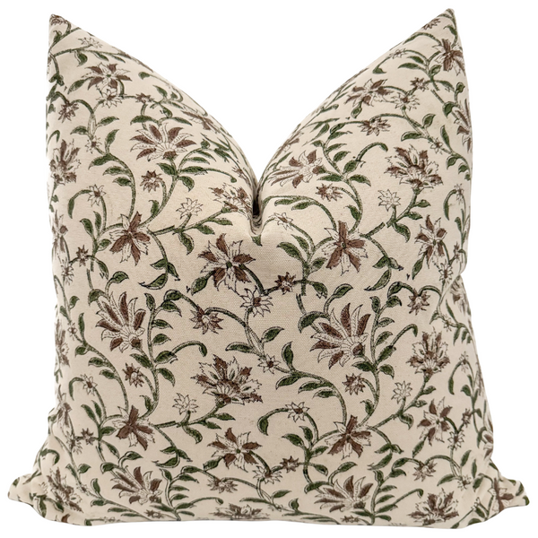 Amaryllis Block Print Pillow Cover