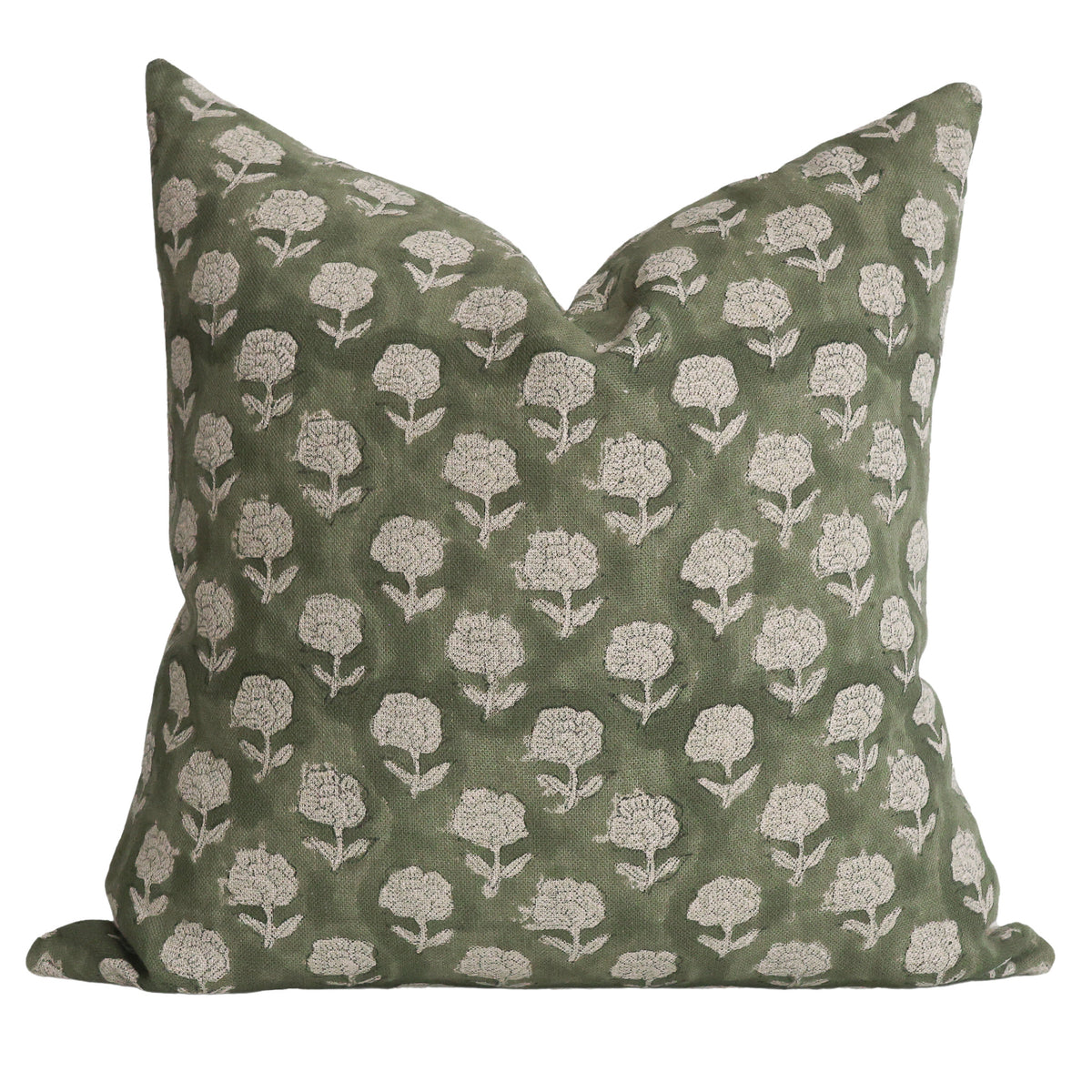Green - Set of 2 Sanganeri Block Print Cotton Frill Pillow Covers 04