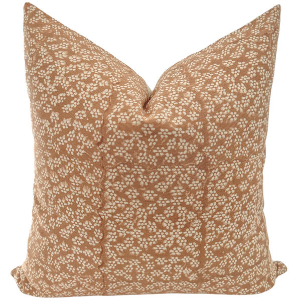 Apricot Floral Block Print Pillow Cover