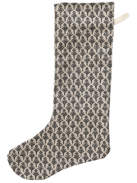 Charcoal Leaf | Small Minimal Christmas Stocking