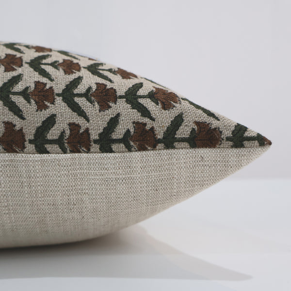 Holly Floral Block Print Pillow Cover