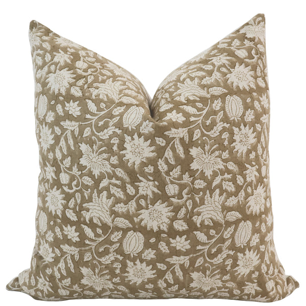 Fall Brown Block Print Pillow Cover