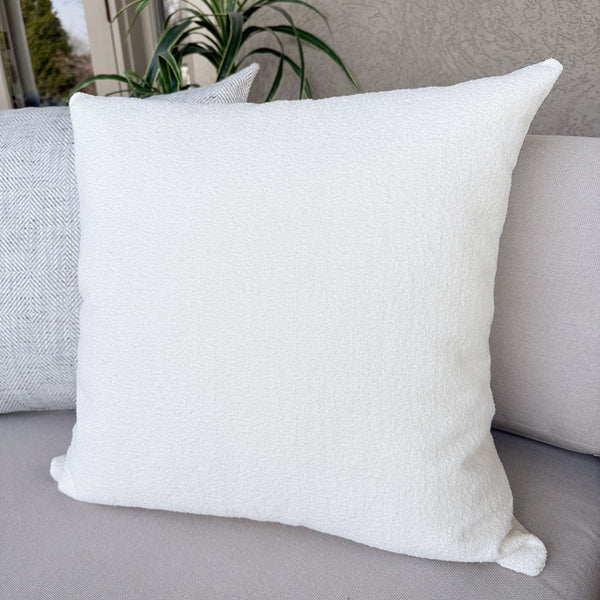 White Boucle Indoor Outdoor Pillow Cover