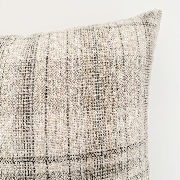 Calm Cream Plaid Pillow Cover