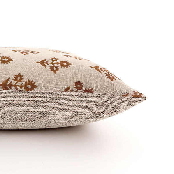 Russet Flower Block Print Pillow Cover