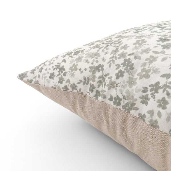 Sage Flower Block Print Pillow Cover