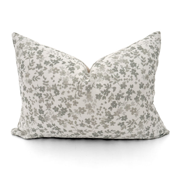 Sage Flower Block Print Pillow Cover