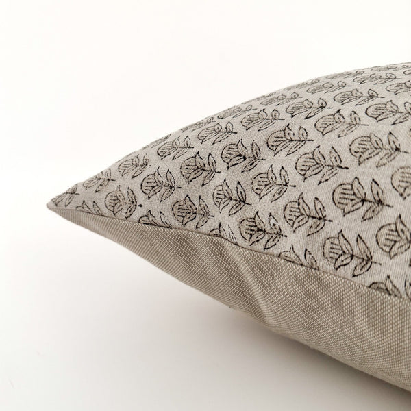 White Flowers Block Print Pillow Cover