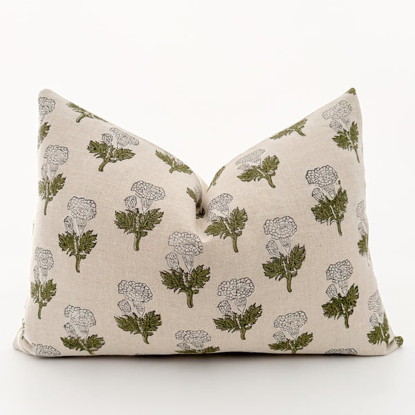 Wild Flower Block Print Pillow Cover