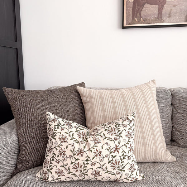 Amaryllis Block Print Pillow Cover