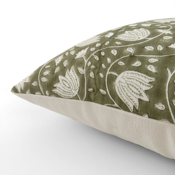 Soft Green Floral Pillow Cover