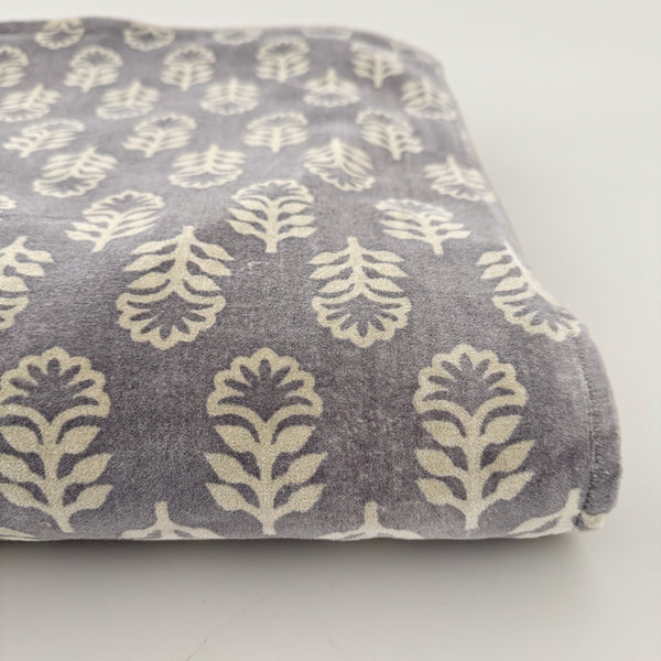 Leafy Gray Block Print Coverlet Throw