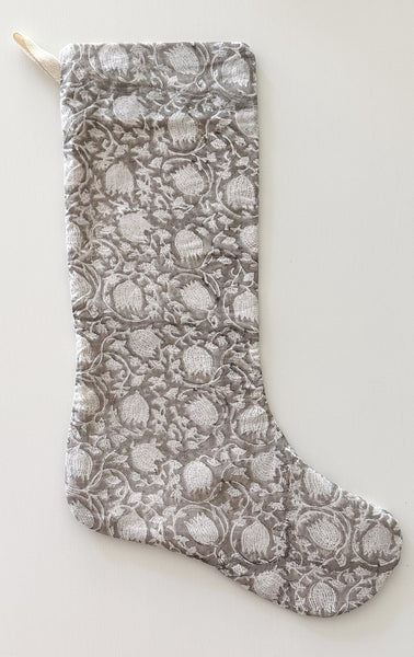 Greige Floral Holiday Stocking