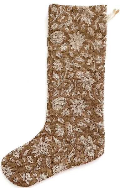 Rose Bud Brown Holiday Stocking