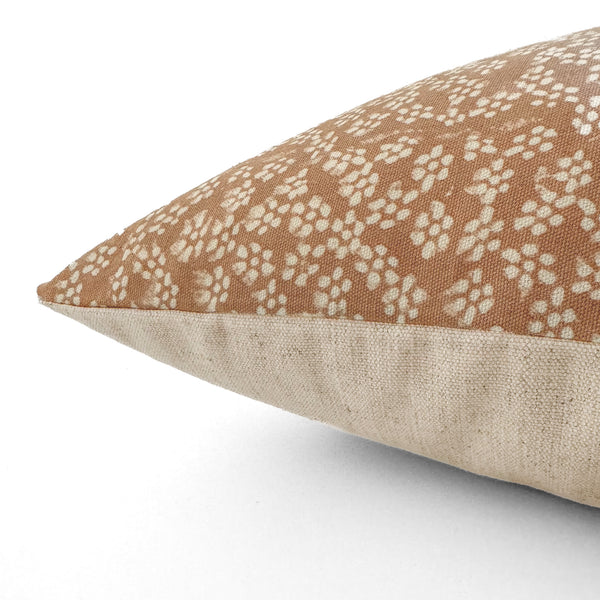 Apricot Floral Block Print Pillow Cover