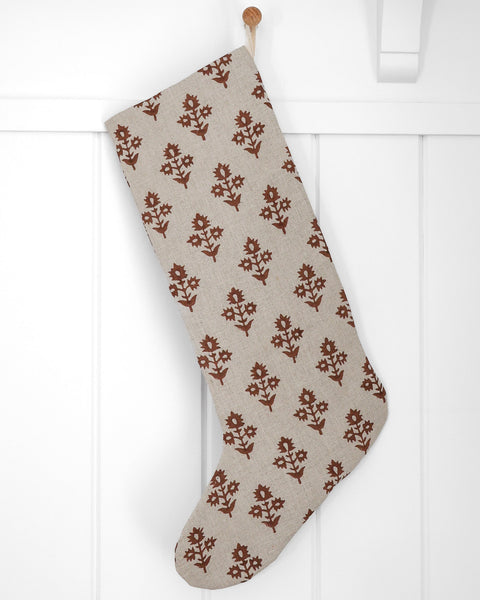 Russet Floral Christmas Stocking | Large Minimal Design