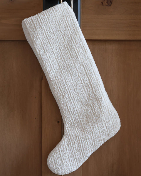 Textured White Christmas Stocking | Large Minimal Design