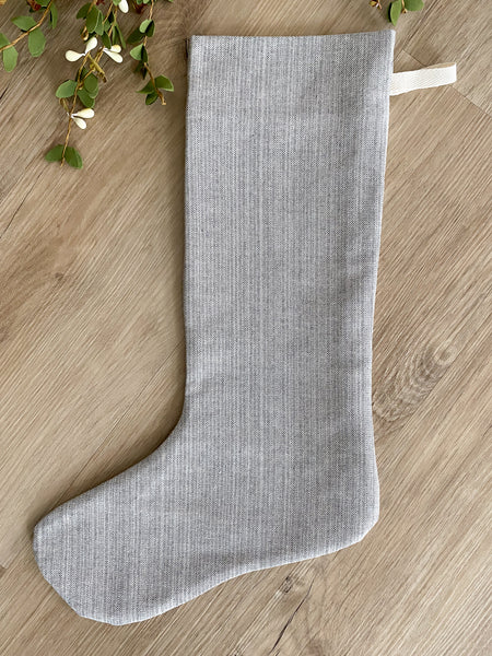 Gray | Small Minimal Christmas Stocking