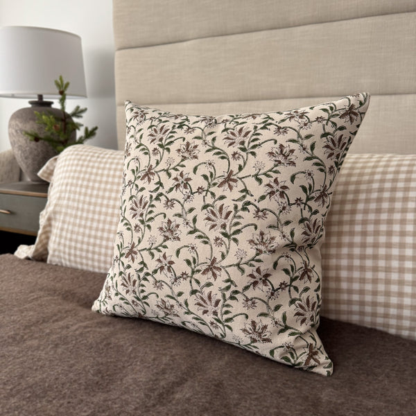 Amaryllis Block Print Pillow Cover