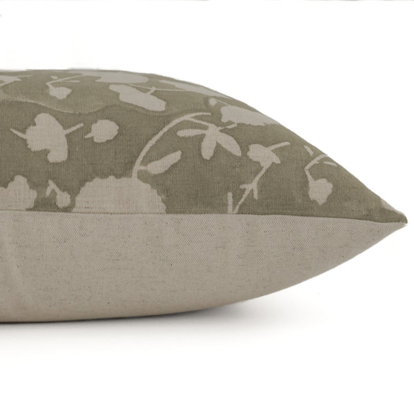 Sage Floral Block Print Pillow Cover