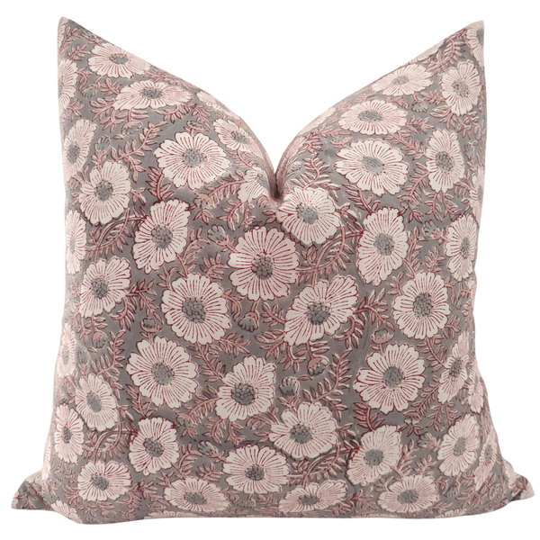 Lucy Lou Block Print Floral Pillow Cover