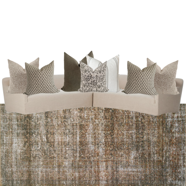 Sectional Sofa Pillow Combo 'Olive Harmony'