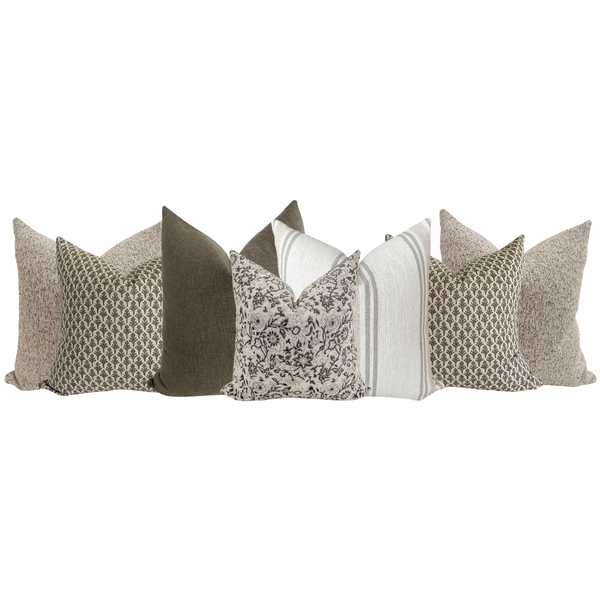 Sectional Sofa Pillow Combo 'Olive Harmony'