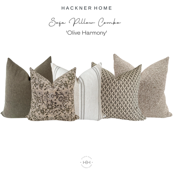 Sofa Pillow Combo 'Olive Harmony'