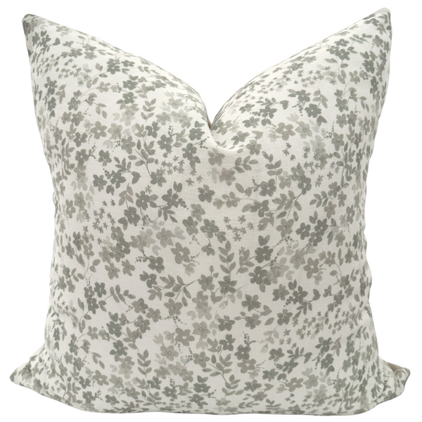 Sage Flower Block Print Pillow Cover