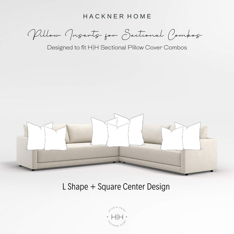 Sectional Pillow Inserts for L-Shaped Bench | Square Center Design
