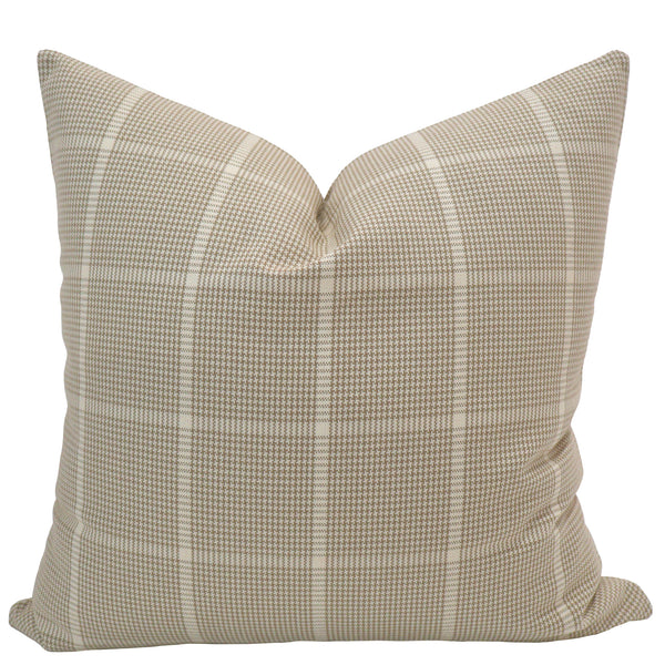 Tan Windowpane Pillow Cover