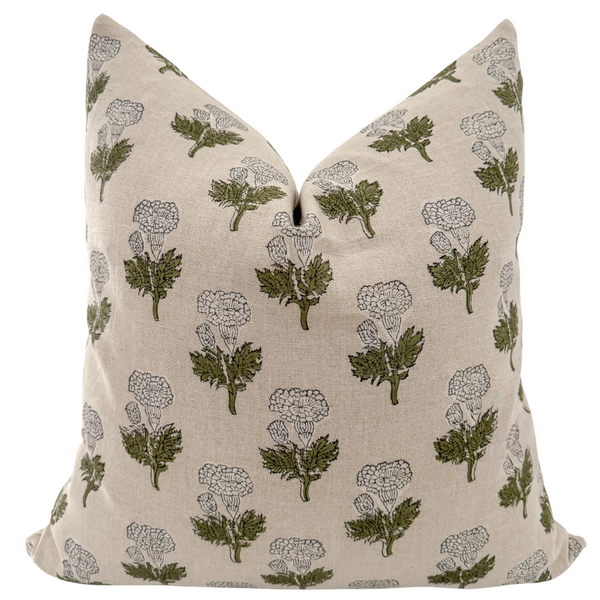 Wild Flower Block Print Pillow Cover