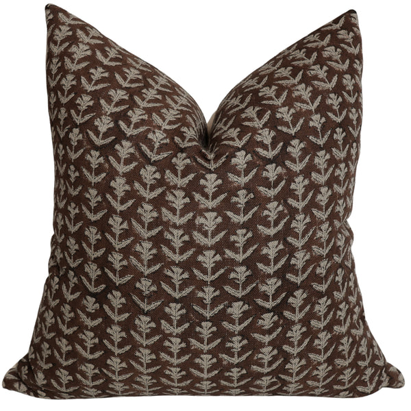 Coffee Bean Block Print Pillow Cover