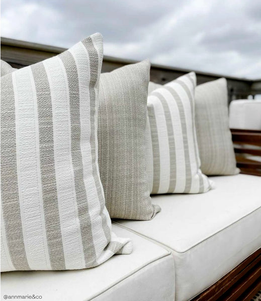 Woven Stripes | Sand Outdoor Pillow Cover