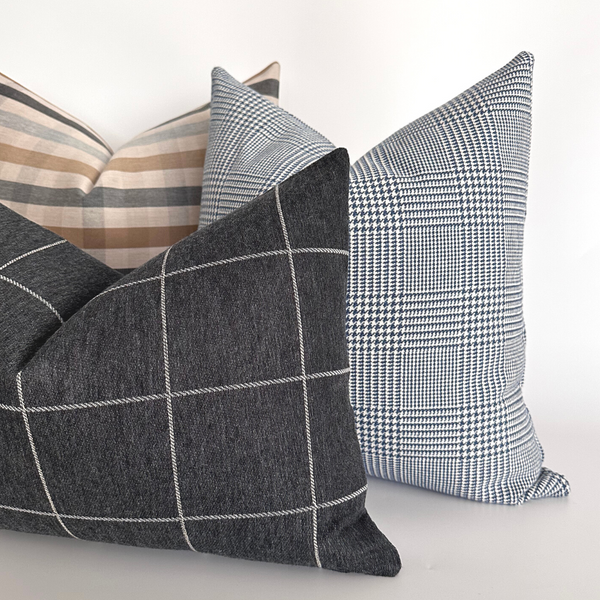 Glen Blue Plaid Pillow Cover