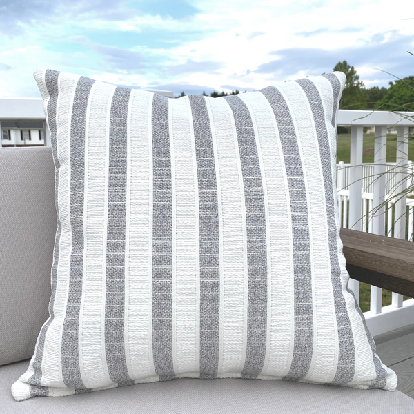 Outdoor Striped Pillow Cover, Outdoor pillow cover, Gray Stripe Outdoor Pillow, Outdoor Toss Pillows, Gray Stripe Outdoor Pillow