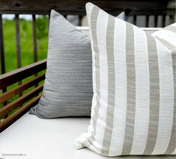 Woven Stripes | Sand Outdoor Pillow Cover