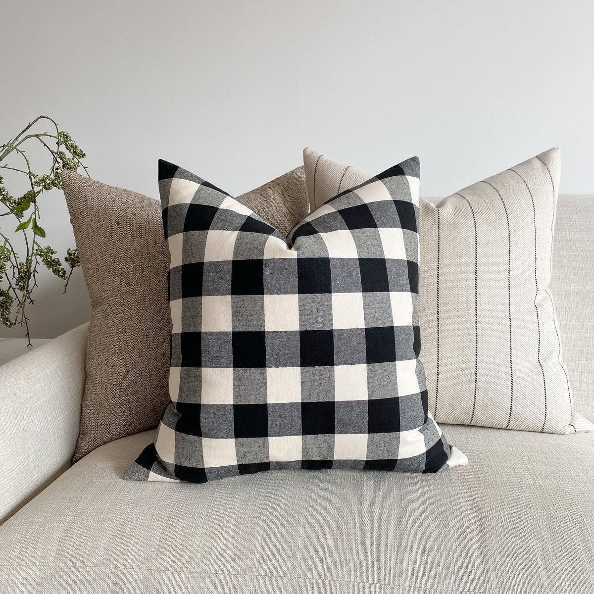 Gray and white buffalo check clearance pillow