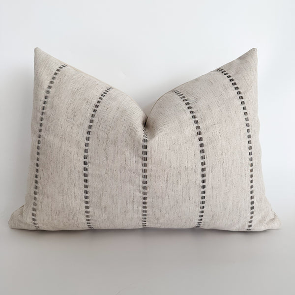 Embroidered Stripe | Gray Pillow Cover