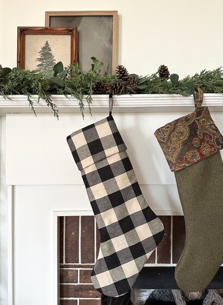 Check Cream & Black Holiday Stocking NLS.XXI