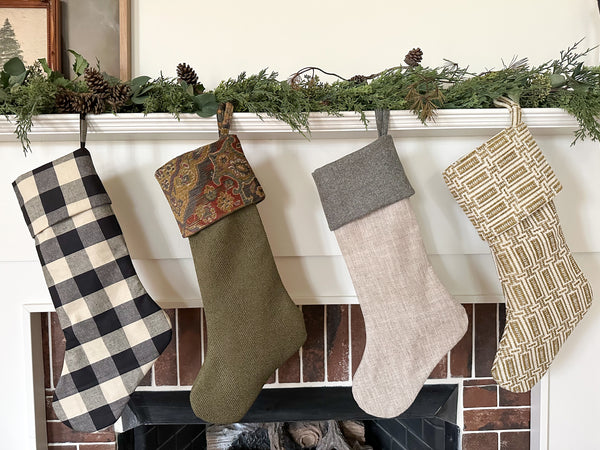 Check Cream & Black Holiday Stocking NLS.XXI