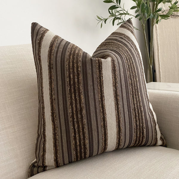 Espresso Stripe Pillow Cover