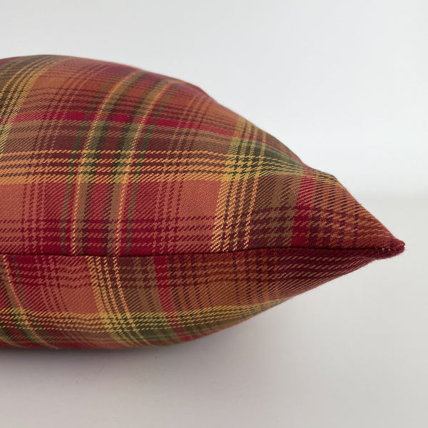 Red Plaid Pillow, Red and Green Plaid Pillow, Plaid Decorative Pillow Cover, Hackner Home, Designer Pillows, Made in USA pillows, Christmas Pillows, Christmas Plaid Pillows, Holiday Pillows