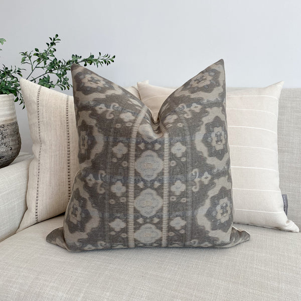 Gray Boho Style Pillow Cover, Gray Tribal Pillow, Hackner Home, Decorative Pillows, Ethnic Style Pillows, Earthy pillows, California Casula Stye Pillows, Taupe Gray Pillow, Decorative pillow cover in gray, Fall Pillow Cover