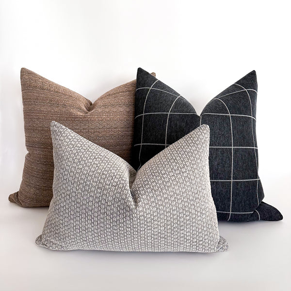 Blue Charcoal Plaid Pillow Cover
