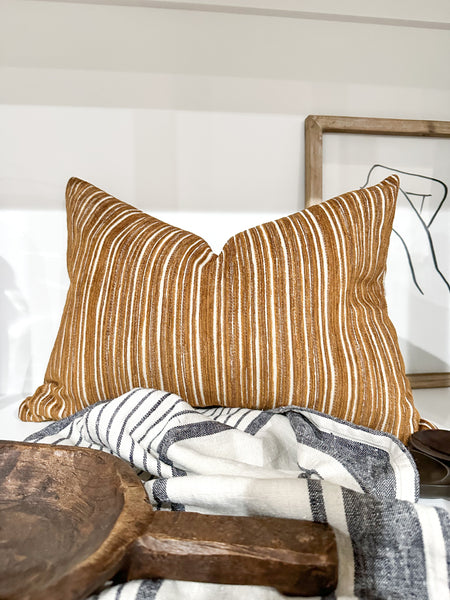Gold Stripes Pillow Cover