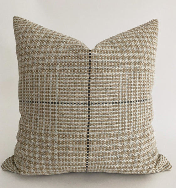 Tan Plaid Pillow, Plaid pillow cover, Decorative Pillow Pillow, Plaid Throw Pillow, Hackner Home Pillows,  Designer Pillow Covers, Decorative pillow cover, Modern Plaid Pillow, Boy's Room Pillow, Boy's plaid pillow, Masculine Pillows, Handmade Pillows
